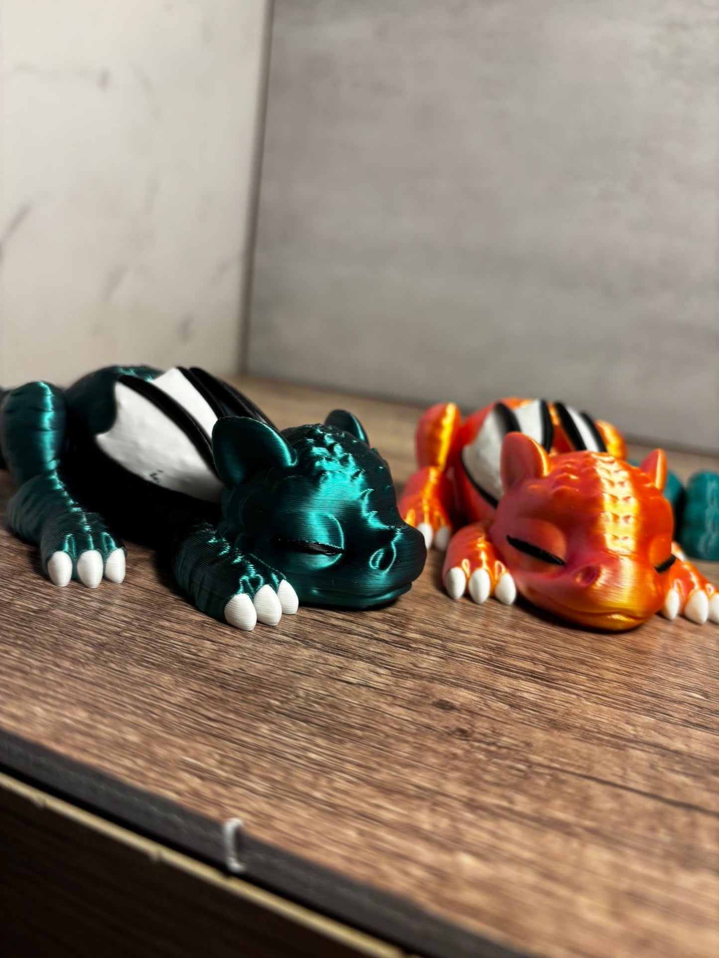 Flexi Drache schlafend | Beweglicher Drache | 3D Druck Dragon | Fantasy Deko | Flexi Figur | Wunschfarbe