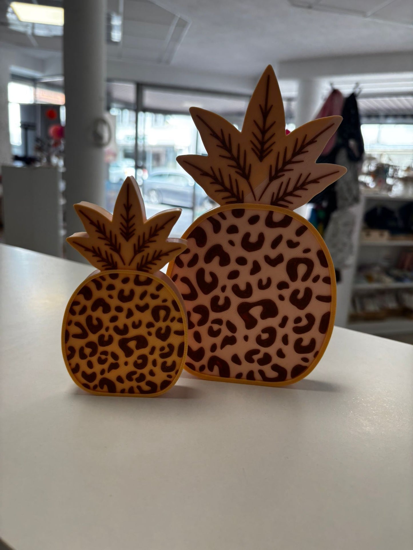 Ananas Deko Set | Leopard Muster | Boho Deko | 3D Druck | 2 Größen erhältlich | Wunschfarbe | Moderne Tischdeko
