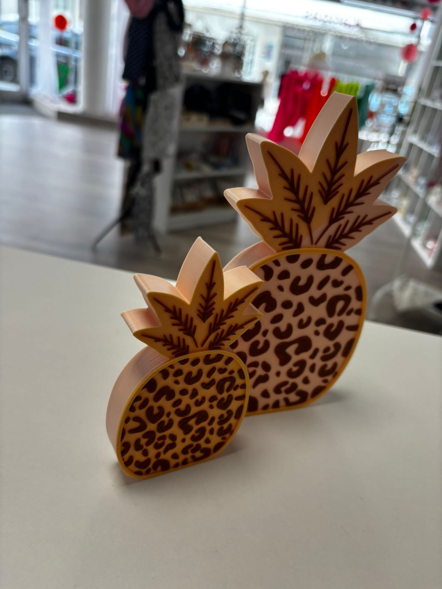Ananas Deko Set | Leopard Muster | Boho Deko | 3D Druck | 2 Größen erhältlich | Wunschfarbe | Moderne Tischdeko