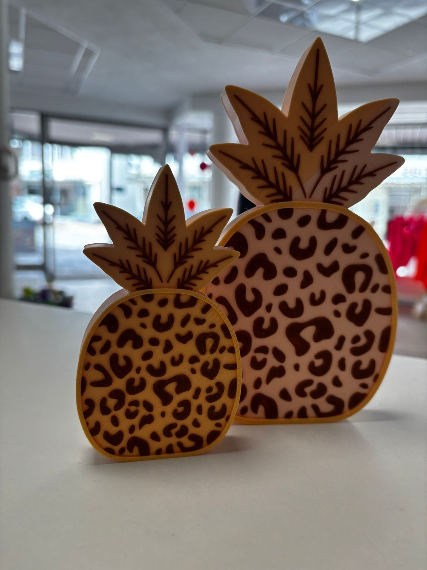 Ananas Deko Set | Leopard Muster | Boho Deko | 3D Druck | 2 Größen erhältlich | Wunschfarbe | Moderne Tischdeko