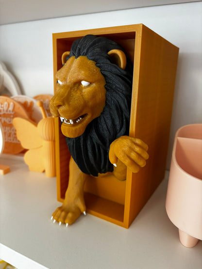 Löwen Book Nook | 3D Bücherstütze mit Löwenkopf | Regal Deko | Bücherregal Dekoration | Wunschfarbe | 20 cm hoch