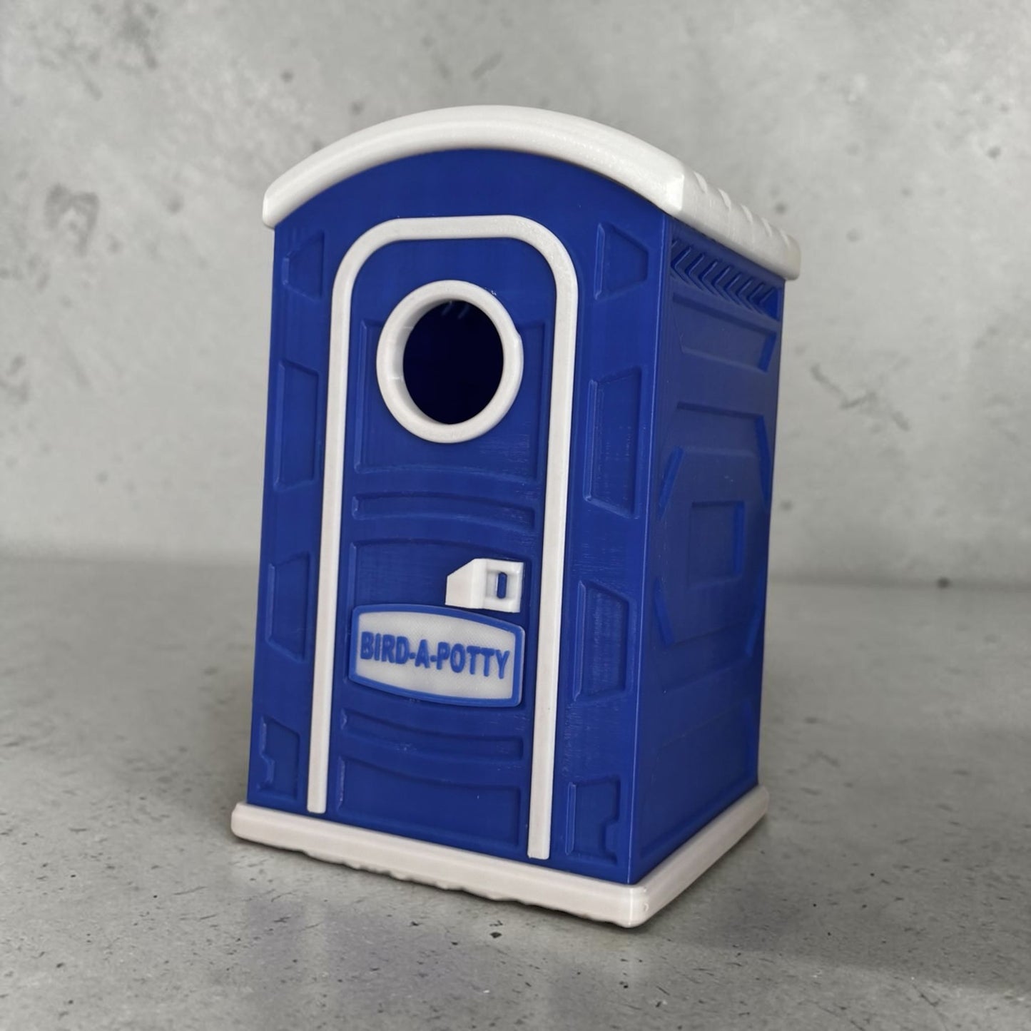 Vogelhaus Dixi Klo | Lustiges Vogelhaus | Bird-A-Potty Nistkasten | Gartendeko | 3D Druck | Wunschfarbe | 17 cm