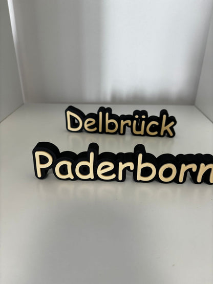 3D Ortsaufsteller personalisiert | Wunschort & Wunschfarbe | Stadt Schriftzug | Namensaufsteller | Dekoration | Geschenk