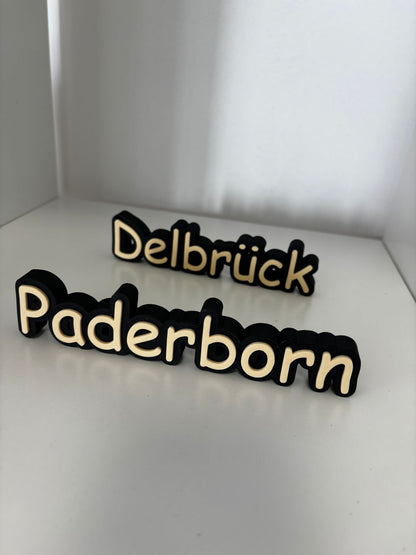 3D Ortsaufsteller personalisiert | Wunschort & Wunschfarbe | Stadt Schriftzug | Namensaufsteller | Dekoration | Geschenk