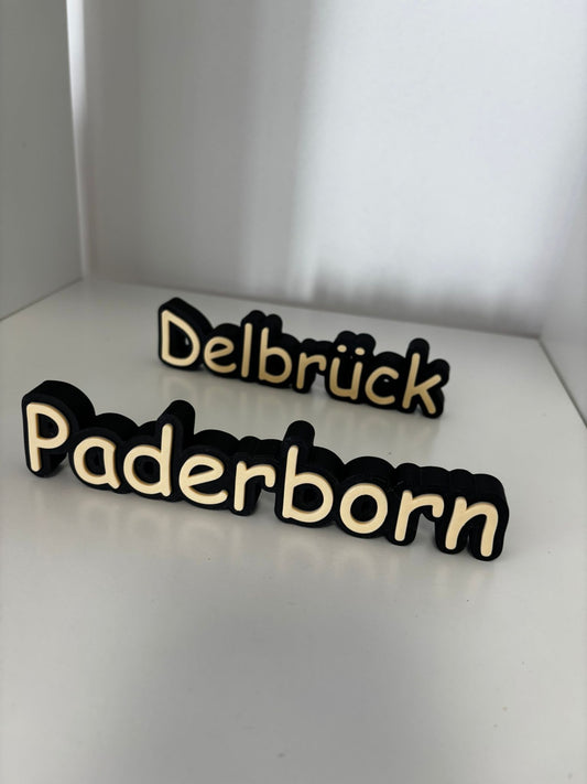 3D Ortsaufsteller personalisiert | Wunschort & Wunschfarbe | Stadt Schriftzug | Namensaufsteller | Dekoration | Geschenk