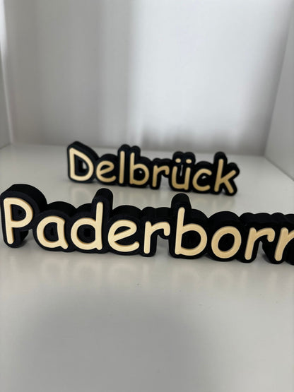 3D Ortsaufsteller personalisiert | Wunschort & Wunschfarbe | Stadt Schriftzug | Namensaufsteller | Dekoration | Geschenk