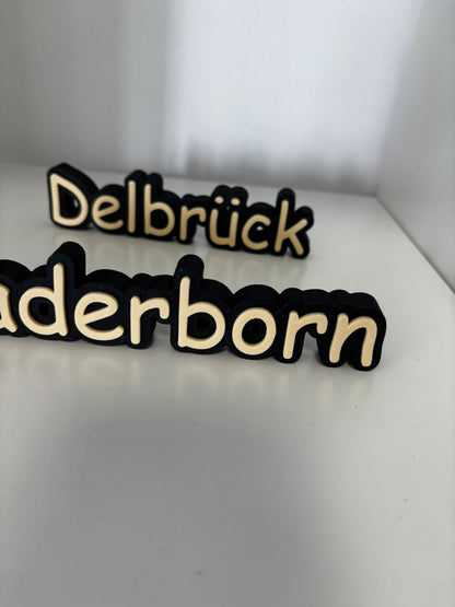 3D Ortsaufsteller personalisiert | Wunschort & Wunschfarbe | Stadt Schriftzug | Namensaufsteller | Dekoration | Geschenk