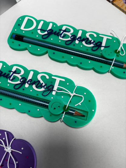 Du bist gut genug Geschenk mit Bleistift | Motivation | Schulkind | Lehrer Geschenk | Wunschfarbe | 3D Druck | Einschulung