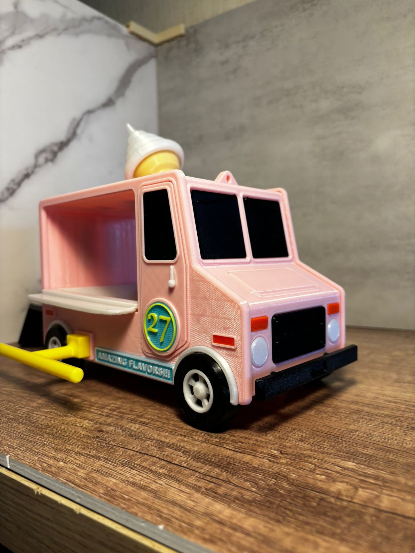 Vogelhaus Eiswagen | Futterhaus Vogelhaus | Ice Cream Truck Design | Garten Deko | Wetterfest | 3D Druck | 20 cm
