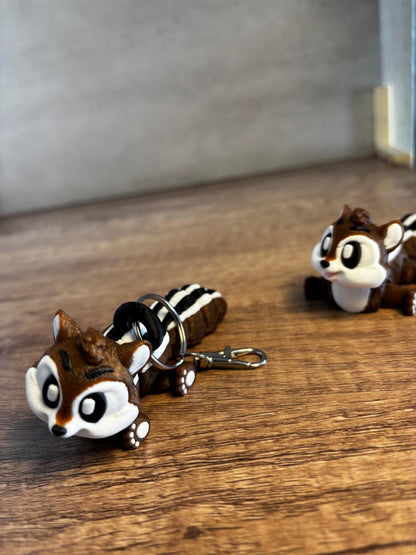 Flexi Streifenhörnchen Figur | bewegliches Tier 3D Druck | süßes Geschenk | Fidget Toy | Schlüsselanhänger optional | personalisierte Farbe