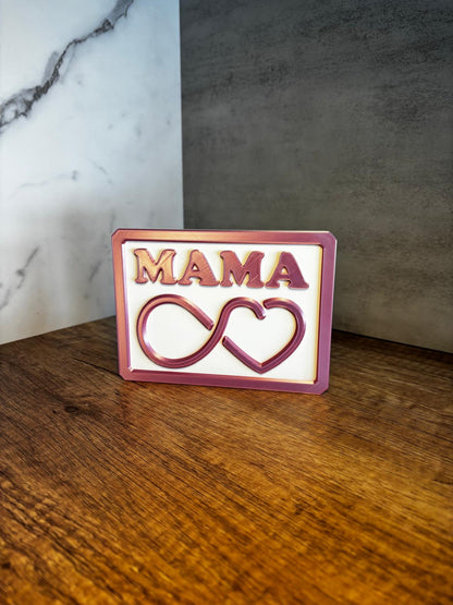Mama Schild personalisiert | Geschenk für Mama | Muttertag Deko | 3D Druck Schild mit Herz | Wunschfarbe | Geschenkidee Mama