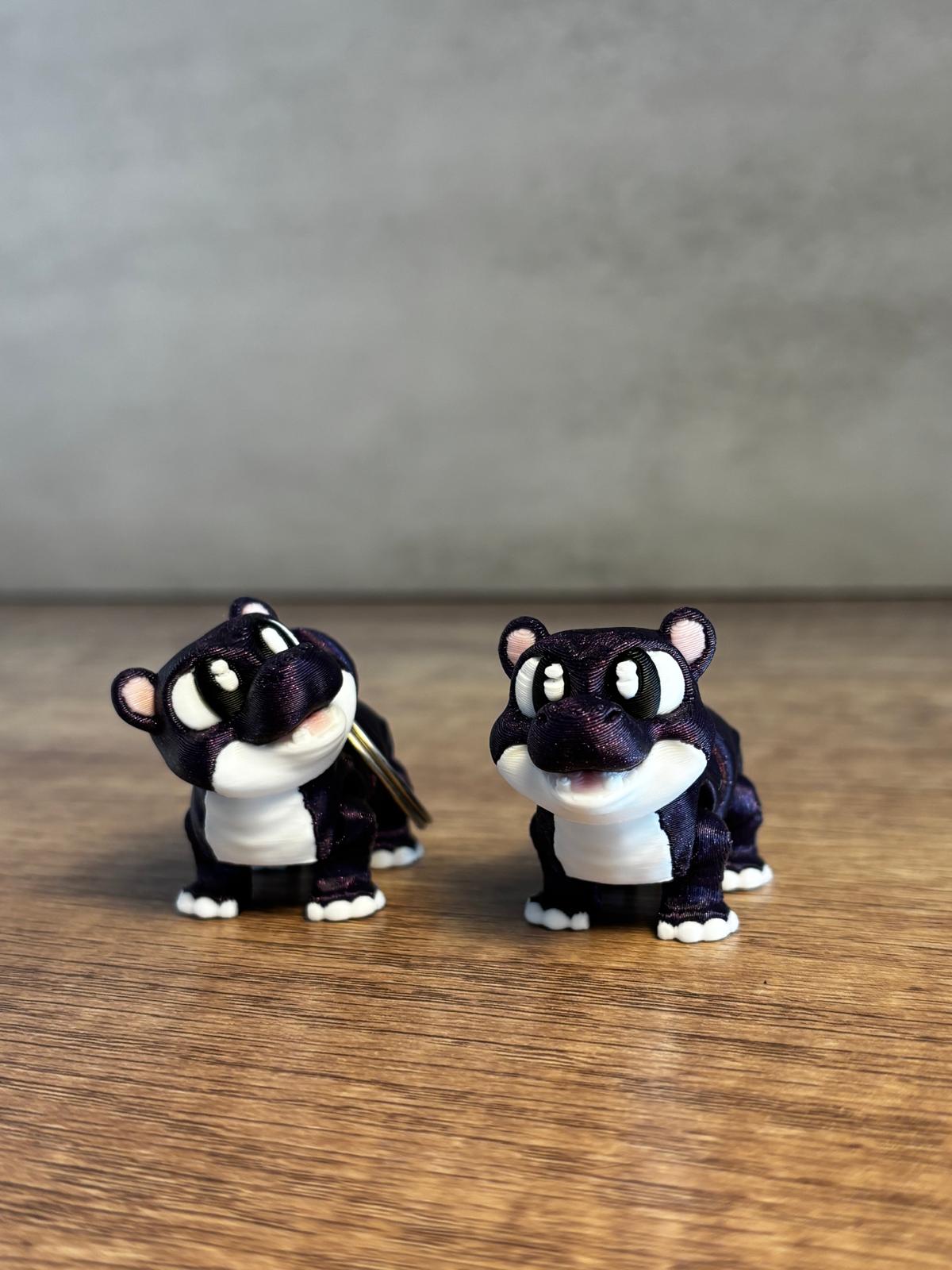 Flexi Nilpferd Figur | bewegliche 3D Druck Figur | süßes Tier Geschenk | Fidget Toy | Schlüsselanhänger optional | personalisierte Farbe
