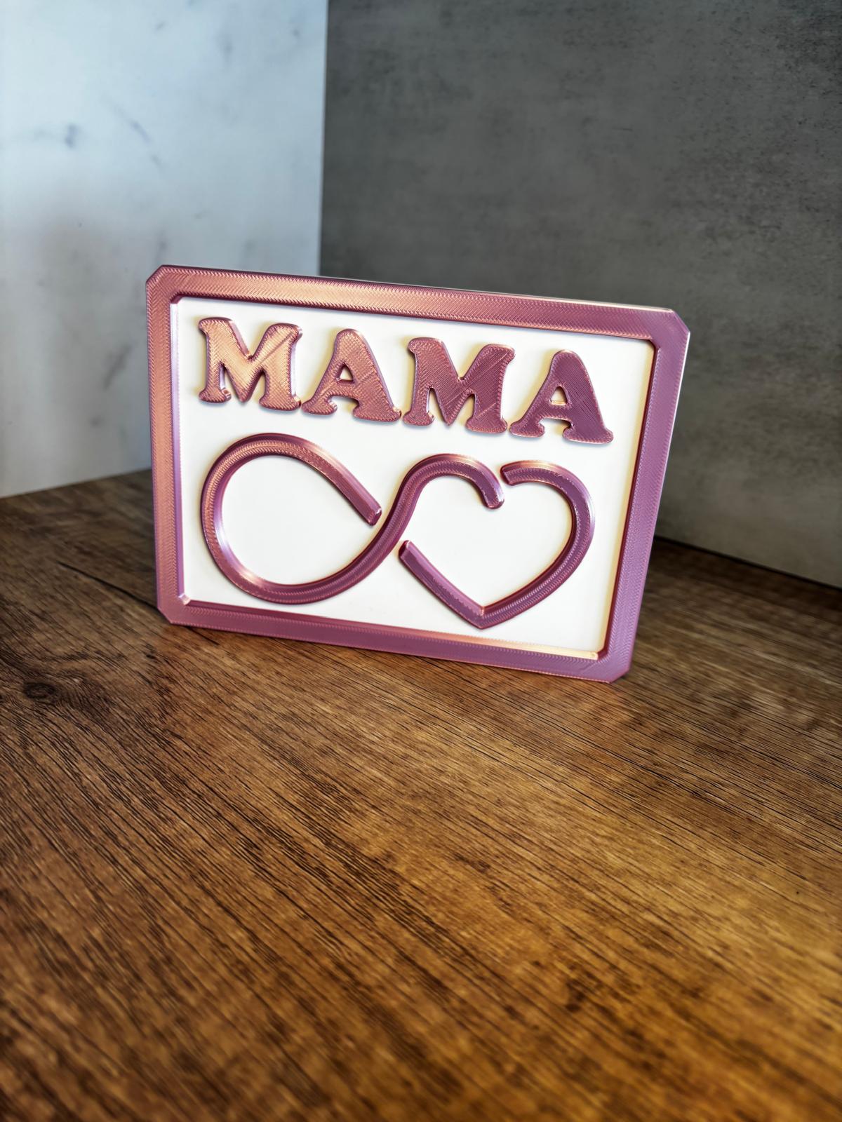 Mama Schild personalisiert | Geschenk für Mama | Muttertag Deko | 3D Druck Schild mit Herz | Wunschfarbe | Geschenkidee Mama