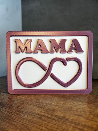 Mama Schild personalisiert | Geschenk für Mama | Muttertag Deko | 3D Druck Schild mit Herz | Wunschfarbe | Geschenkidee Mama