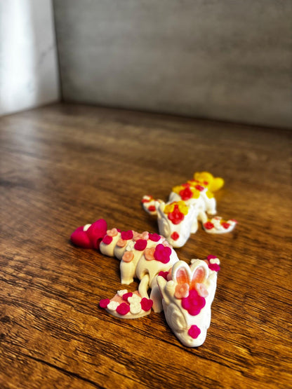 Flexi Drache Figur süß | beweglicher 3D Druck Drache | Kawaii Geschenk | Fidget Toy | mit oder ohne Hasenohren | Wunschfarbe