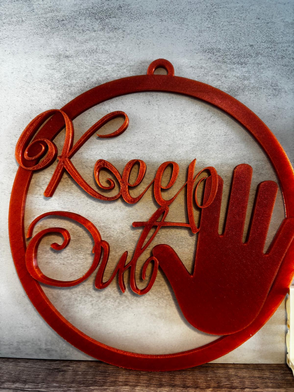 Keep Out Schild Wanddeko | Gaming Deko | Nerd Zimmer Deko | 3D Druck Schild | Türschild | personalisierte Farbe | lustige Deko