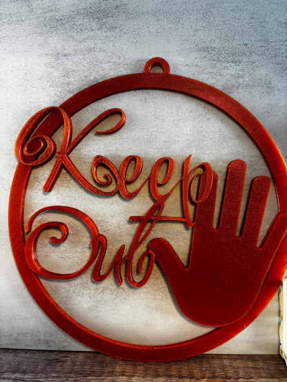 Keep Out Schild Wanddeko | Gaming Deko | Nerd Zimmer Deko | 3D Druck Schild | Türschild | personalisierte Farbe | lustige Deko
