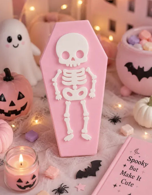 Halloween Sarg Wanddeko | Pastell Goth Dekoration | Skelett Wandbild | Coffin Decor | Spooky Deko | Wunschfarbe | 3D Druck | Halloween