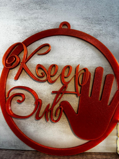 Keep Out Schild Wanddeko | Gaming Deko | Nerd Zimmer Deko | 3D Druck Schild | Türschild | personalisierte Farbe | lustige Deko