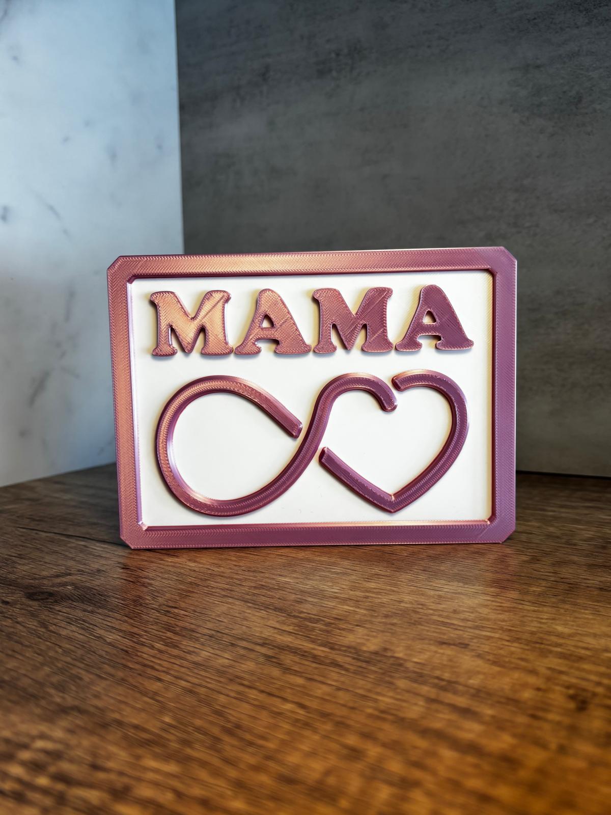 Mama Schild personalisiert | Geschenk für Mama | Muttertag Deko | 3D Druck Schild mit Herz | Wunschfarbe | Geschenkidee Mama