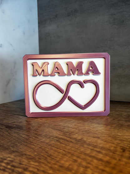 Mama Schild personalisiert | Geschenk für Mama | Muttertag Deko | 3D Druck Schild mit Herz | Wunschfarbe | Geschenkidee Mama