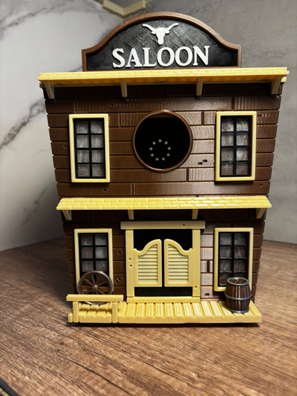 Vogelhaus Saloon aus 3D Druck | Western Vogelhaus | Wetterfestes Deko Vogelhaus | Cowboy Stil | Garten Deko | 17 cm