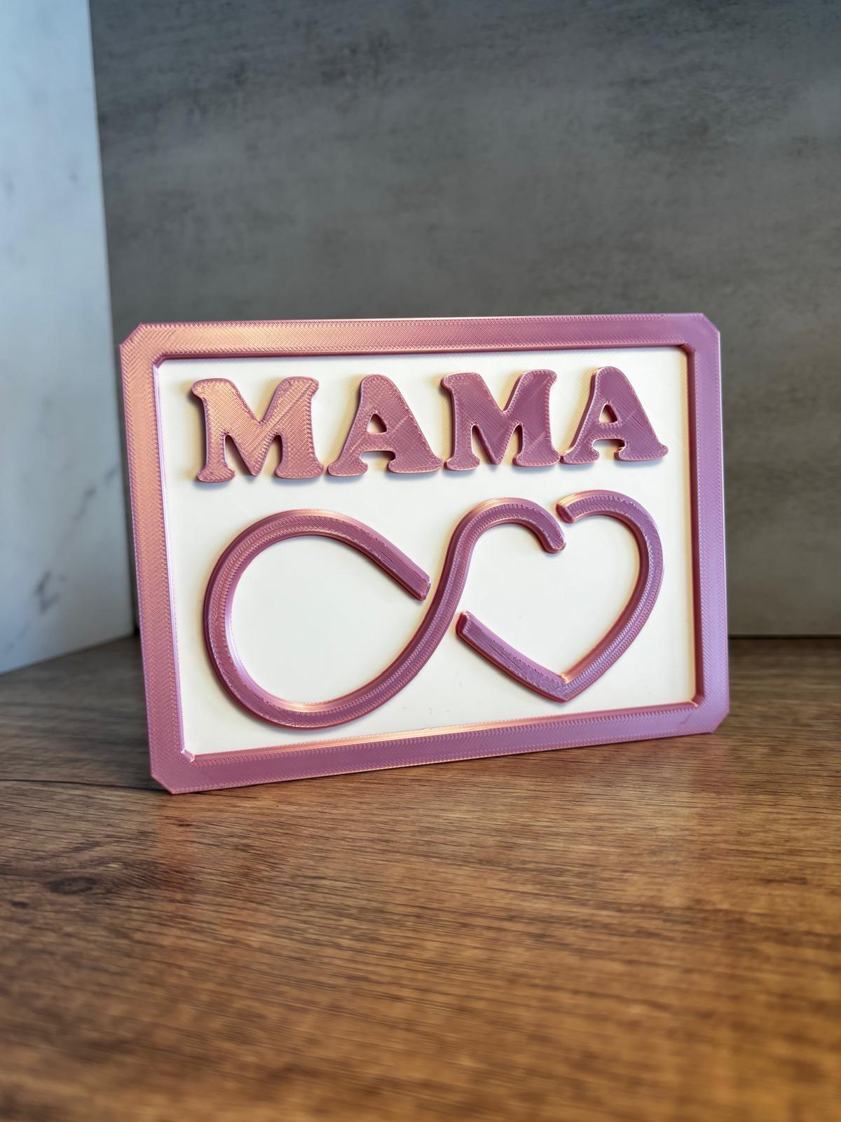 Mama Schild personalisiert | Geschenk für Mama | Muttertag Deko | 3D Druck Schild mit Herz | Wunschfarbe | Geschenkidee Mama