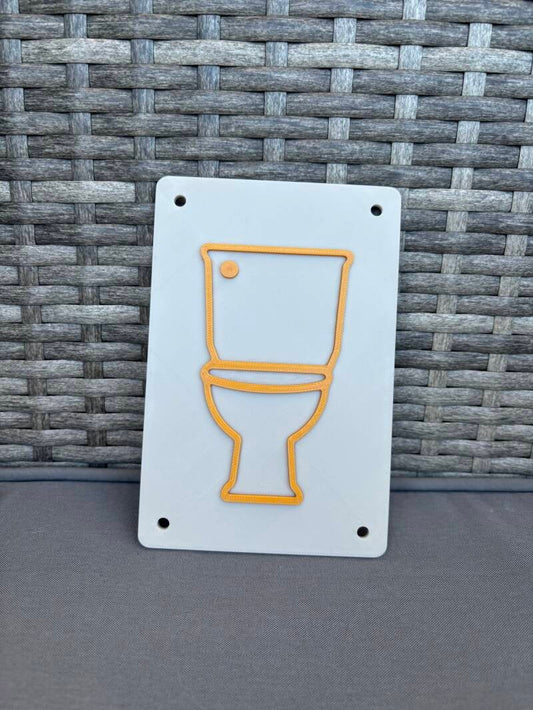 Türschild WC aus 3D-Druck – Modernes Toilettenschild, 10x15 cm, Wunschfarbe