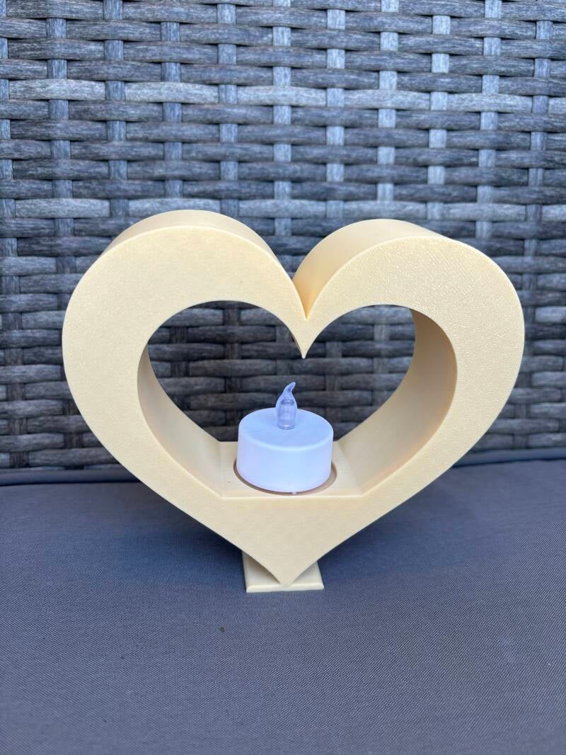 Herz Teelichthalter aus 3D-Druck – 13 cm hoch, PLA, Wunschfarbe, romantische Deko
