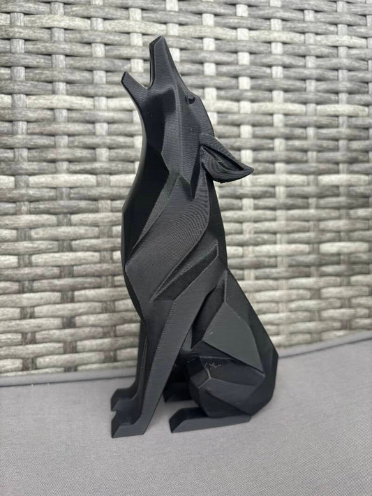 Wolf Figur geometrisch aus 3D-Druck – PLA, 19,9 cm hoch, Wunschfarbe