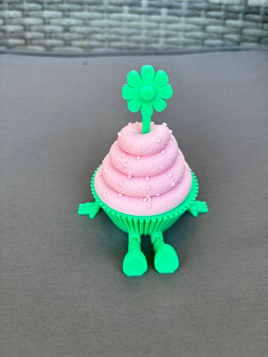 Flexi Cupcake Kantenhocker – 3D Druck Dekofigur mit beweglichen Beinen | Wunschfarbe