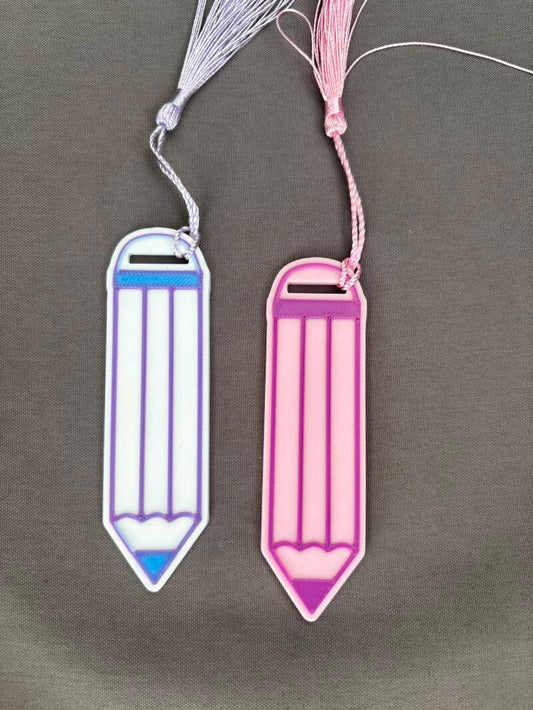 Lesezeichen Bleistift aus 3D-Druck – 9,4 cm, mit Quaste, Wunschfarbe, Geschenk zur Einschulung