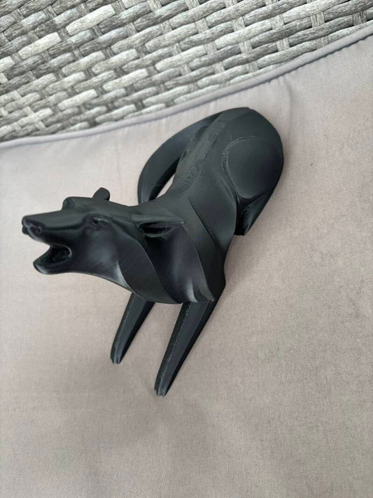 Wolf Figur geometrisch aus 3D-Druck – Deko Statue Schwarz, PLA, Wunschfarbe