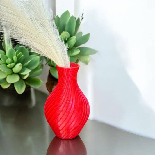 Spiralvase filigran aus 3D-Druck – 24 cm hoch, PLA, Wunschfarbe, für Blumen