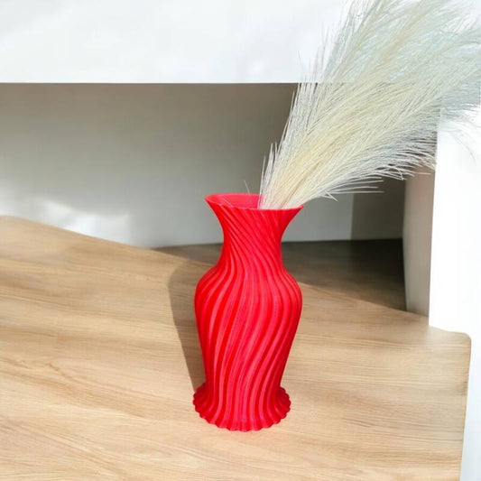 Spiralvase Wave aus 3D-Druck – Wellenmuster, 24 cm hoch, PLA, Wunschfarbe