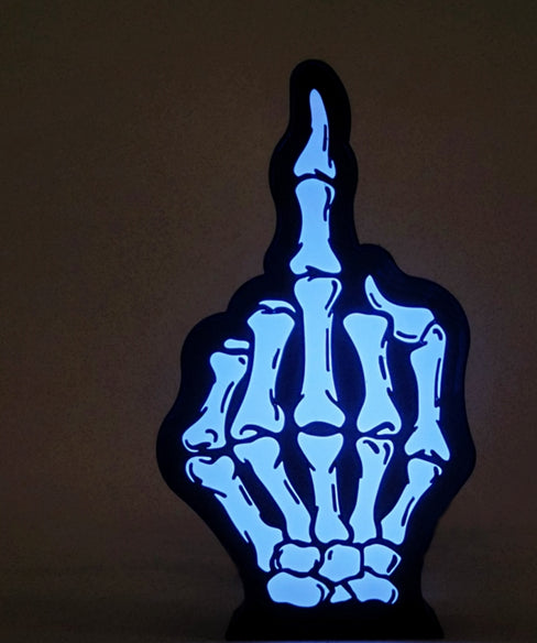 Middle Finger Lampe – Skelett Design | 3D Druck Statement Deko | ohne LED