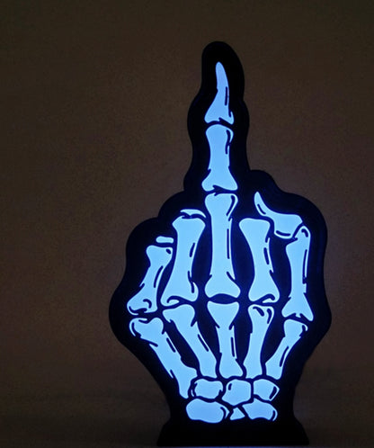 Middle Finger Lampe – Skelett Design | 3D Druck Statement Deko | ohne LED