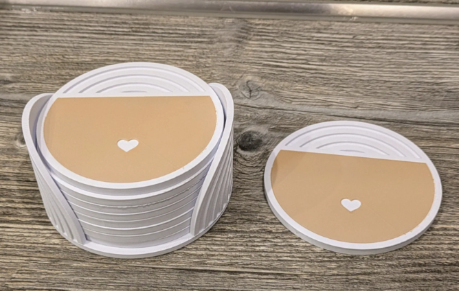 10er Set Untersetzer Herz – Wunschfarbe | 3D-Druck