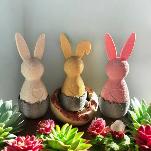 Hase im Ei mit Herz – 3D Druck Osterdeko | Wunschfarbe | Ohr normal oder abgeknickt